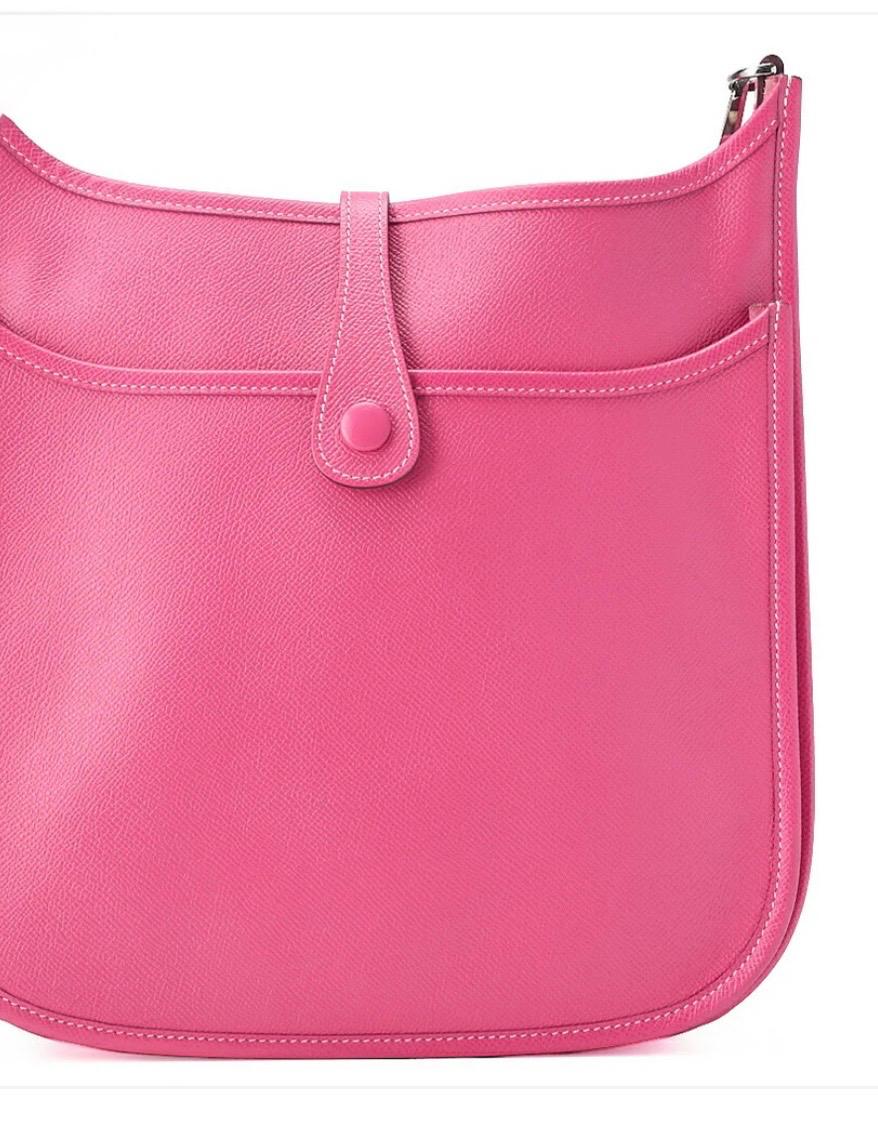 Sac bandoulière Hermès Evelyne PM3 Trois cuir Epsom Magnolia, finitions argentées – occasion authentique