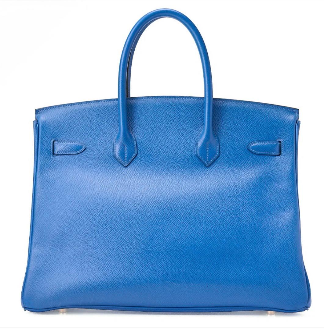 Sac Hermès Birkin 35 cuir Kushbel bleu France, finitions dorées – occasion authentique