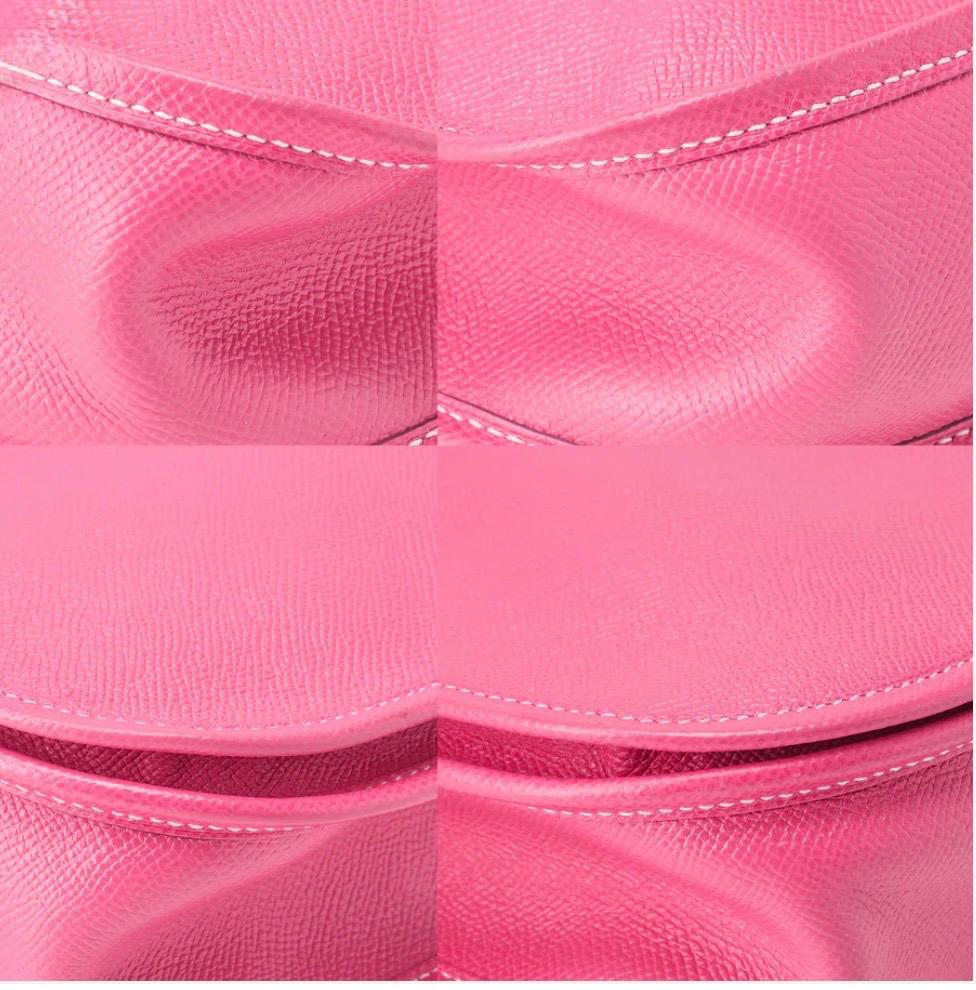 Sac bandoulière Hermès Evelyne PM3 Trois cuir Epsom Magnolia, finitions argentées – occasion authentique