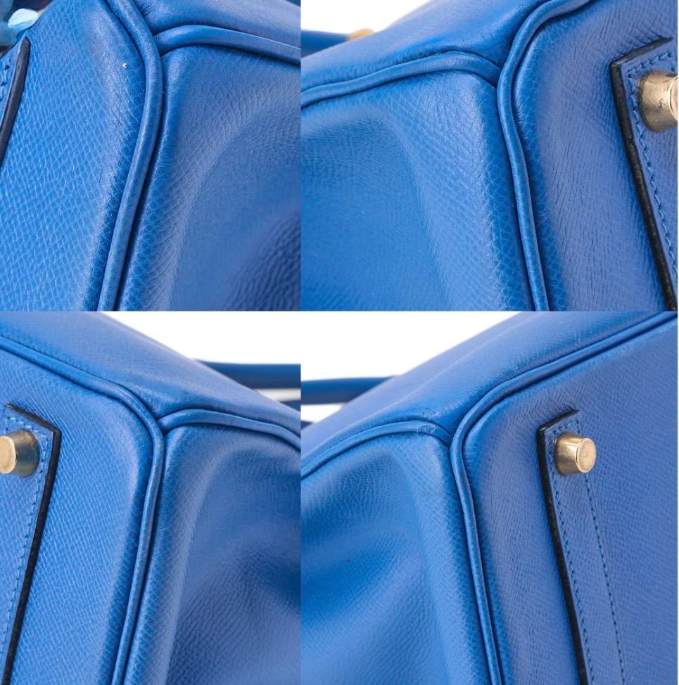 Sac Hermès Birkin 35 cuir Kushbel bleu France, finitions dorées – occasion authentique