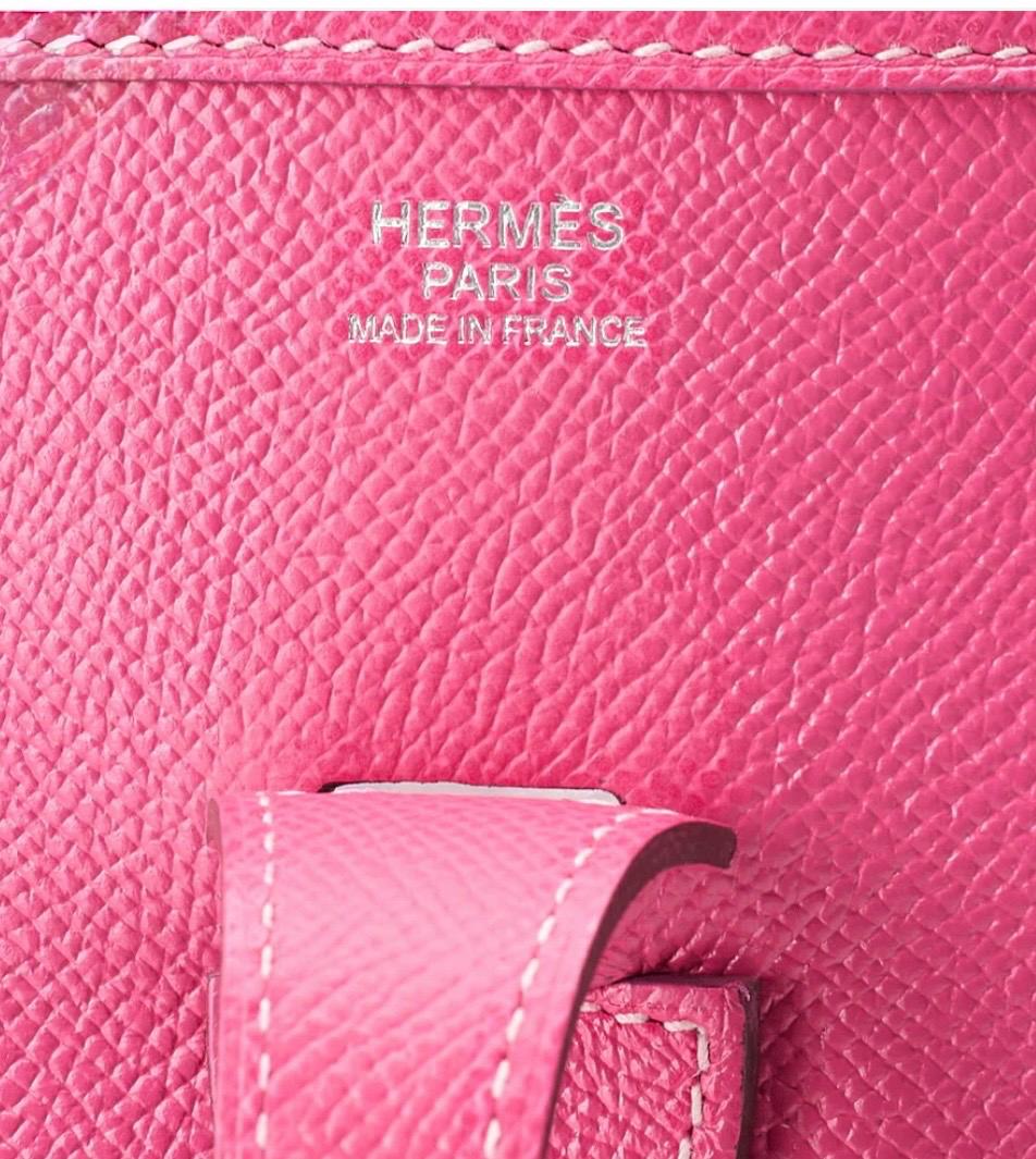 Sac bandoulière Hermès Evelyne PM3 Trois cuir Epsom Magnolia, finitions argentées – occasion authentique