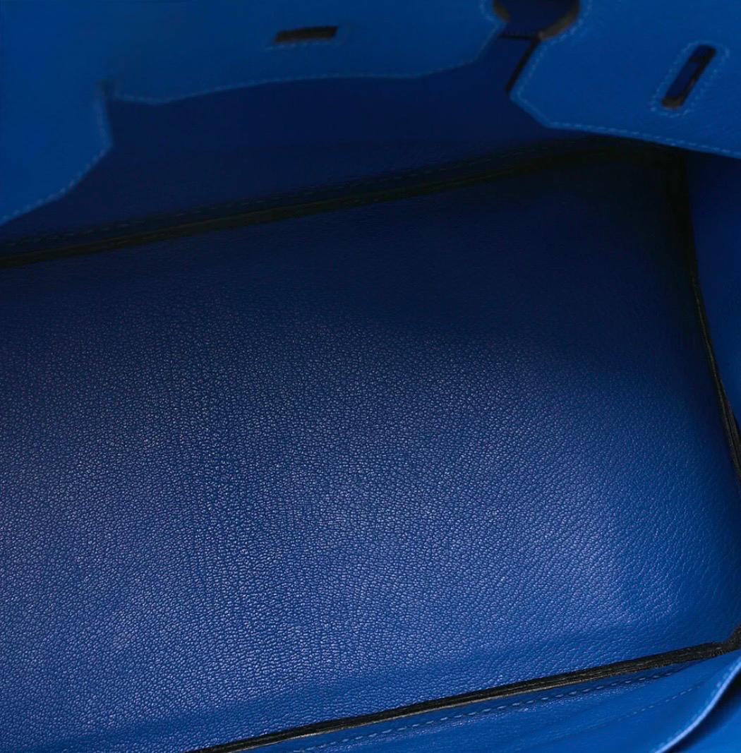 Sac Hermès Birkin 35 cuir Kushbel bleu France, finitions dorées – occasion authentique