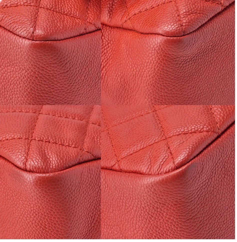 Sac à bandoulière CHANEL Deca Matelassé à rabat simple en cuir caviar rouge
