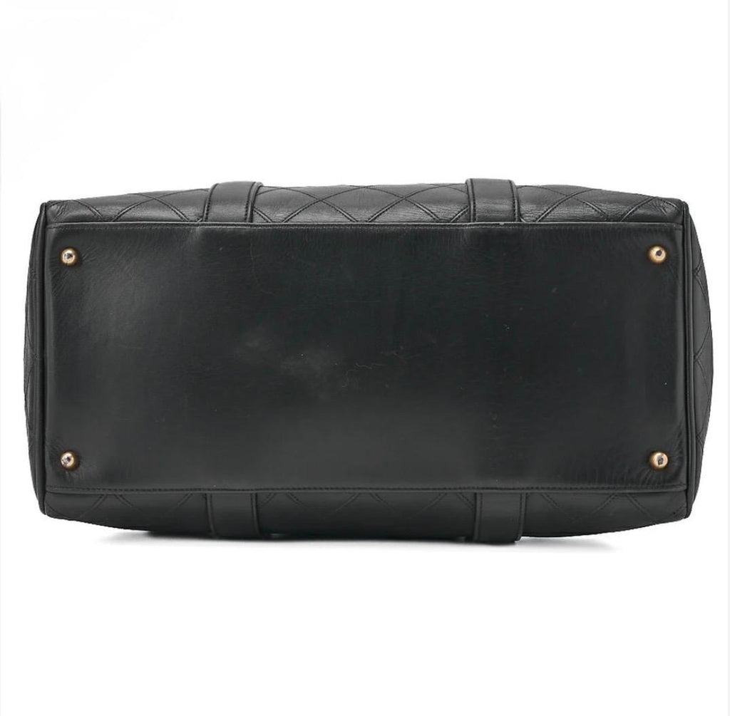 Sac Chanel Boston 2WAY Matelassé Bicolore Noir Cuir Agneau – Bandoulière & Anses