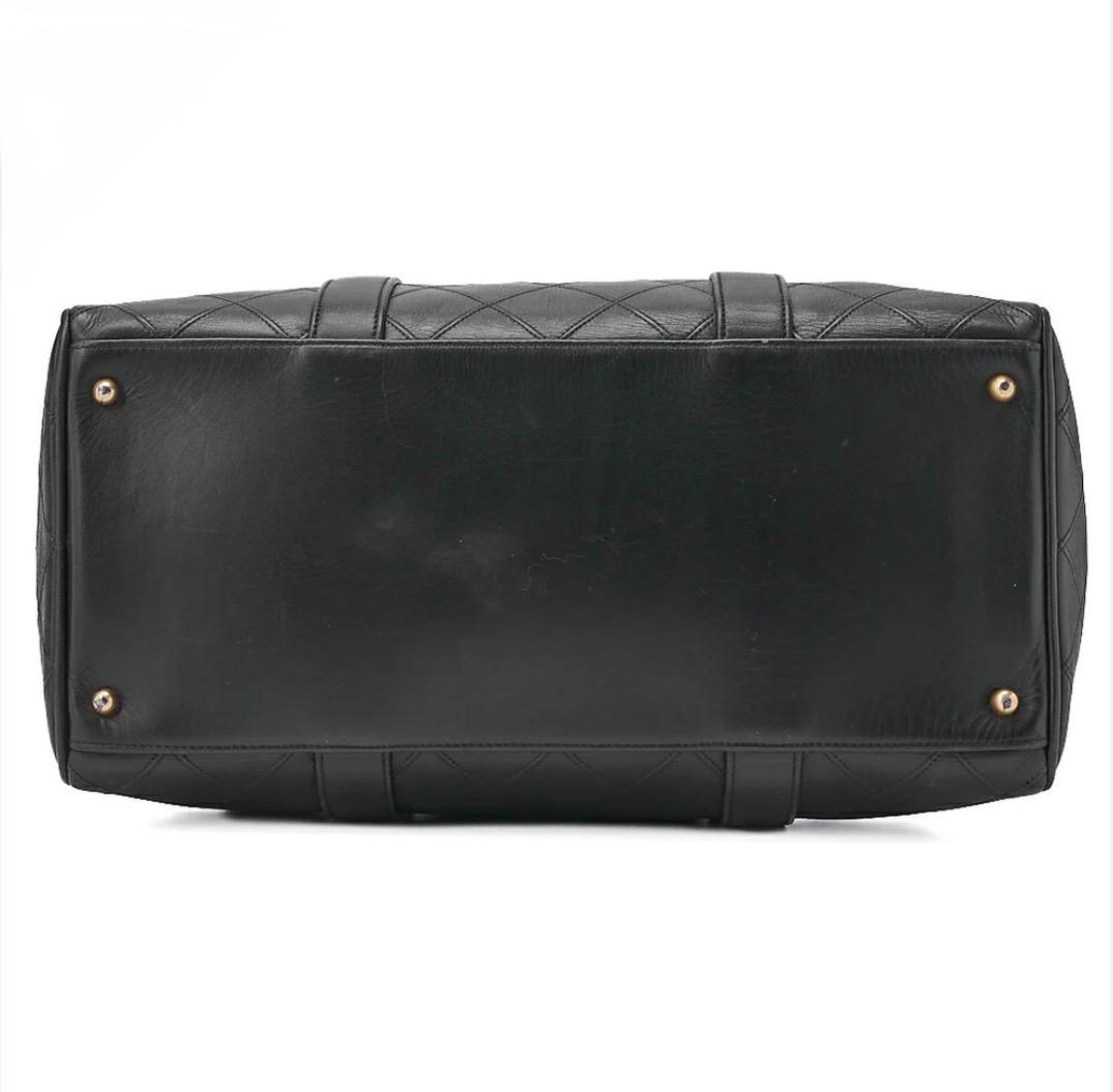 Sac Chanel Boston 2WAY Matelassé Bicolore Noir Cuir Agneau – Bandoulière & Anses
