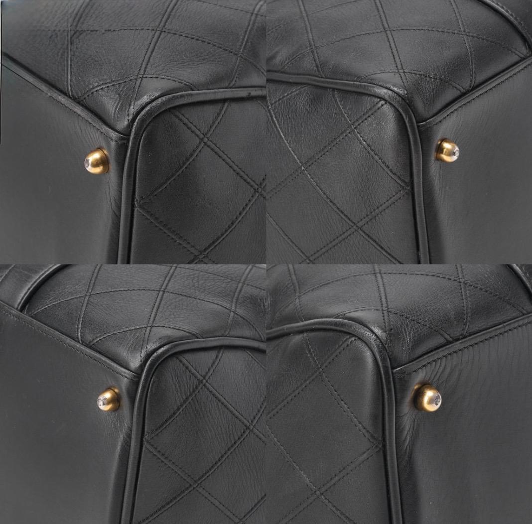 Sac Chanel Boston 2WAY Matelassé Bicolore Noir Cuir Agneau – Bandoulière & Anses