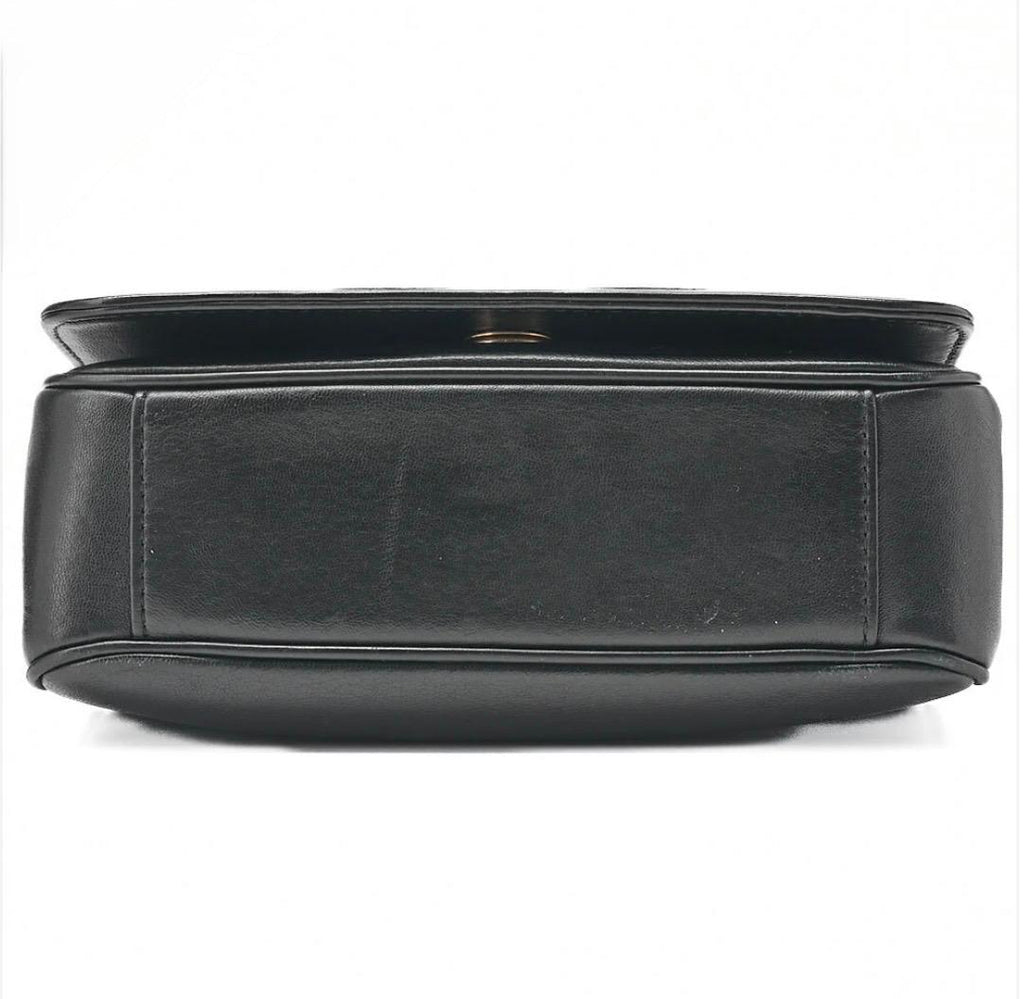 Sac CHANEL Big Coco Mark vintage noir cuir d’agneau – bandoulière chaîne dorée – sac Chanel seconde main authentique