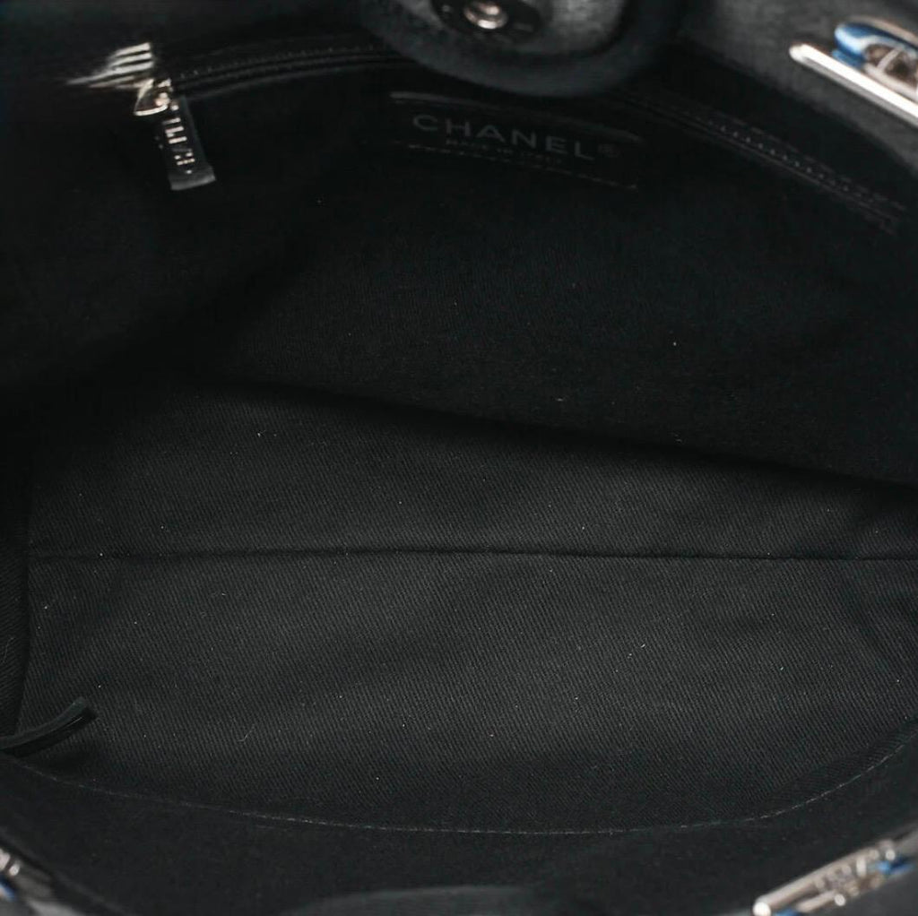 Sac cabas CHANEL Deauville PM toile grise & marine