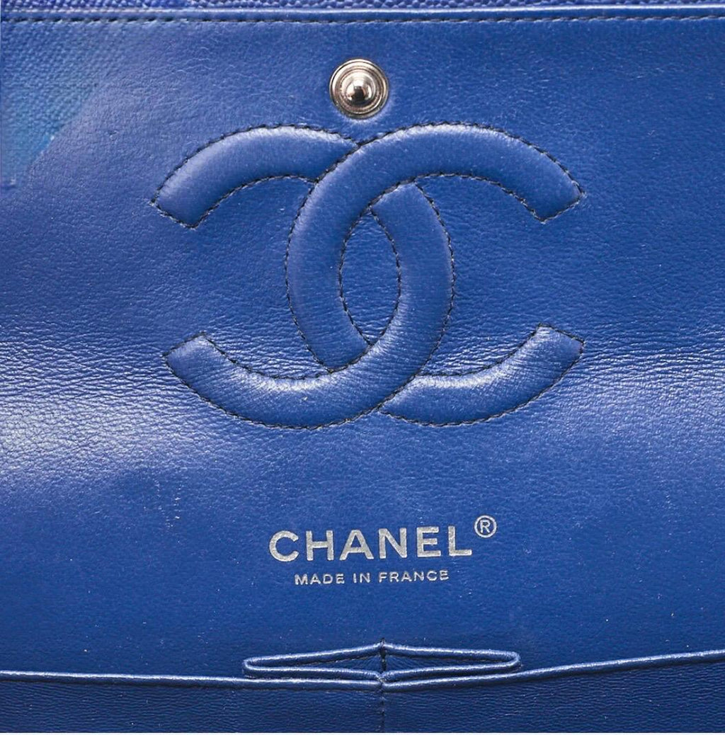 Sac Chanel Double Rabat Bleu Cuir Caviar – Chaîne Argentée