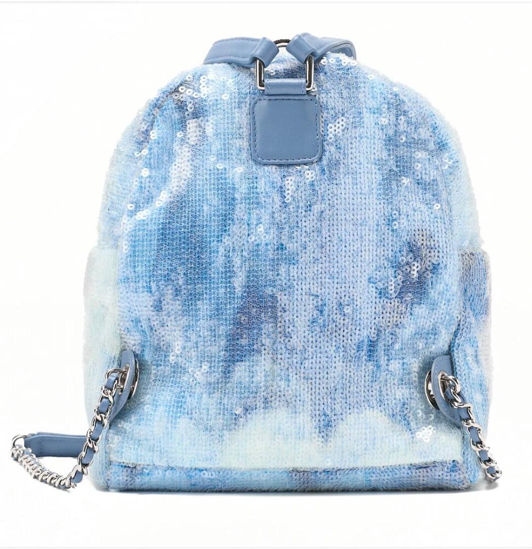 Sac à dos CHANEL Cocomark à sequins bleus multicolores