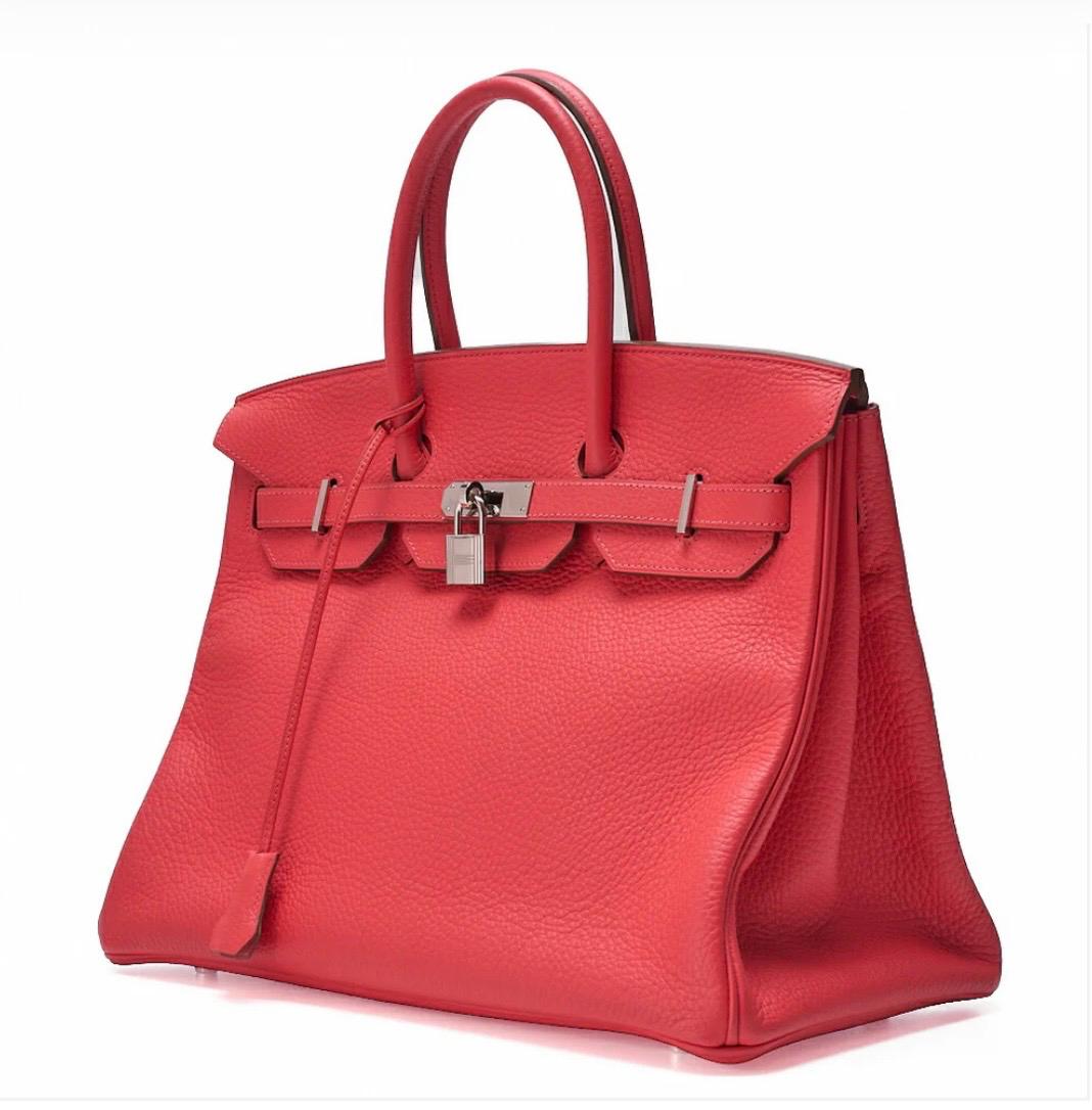 Sac HERMÈS Birkin 35 Bougainvillea – cuir Taurillon Clémence – occasion authentifiée