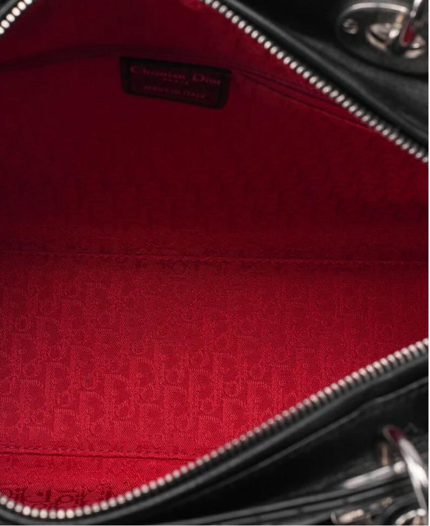Sac Dior Lady Dior Cannage grand format noir – cuir d’agneau | Sac Dior occasion authentifié
