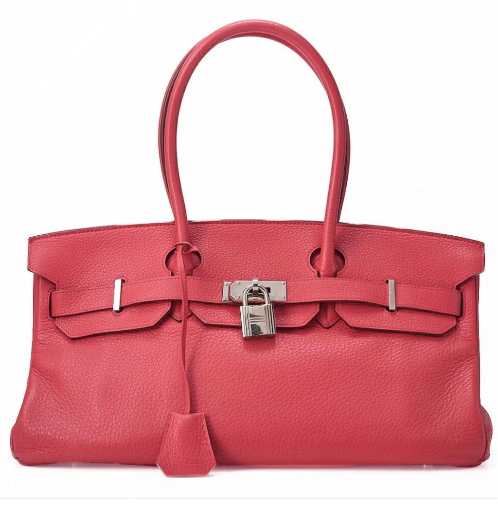 Sac Hermès Birkin 42 Bougainvillea en cuir Clémence avec finitions argentées – sac Hermès de luxe occasion