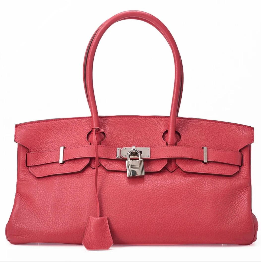 Sac Hermès Birkin 42 Bougainvillea en cuir Clémence avec finitions argentées – sac Hermès de luxe occasion