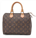 Louis Vuitton Speedy 25 Monogram en toile marron avec poignées en cuir naturel et finitions dorées