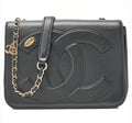 Sac Chanel Big Coco Mark noir en cuir d’agneau vintage avec chaîne dorée – sac Chanel seconde main authentique
