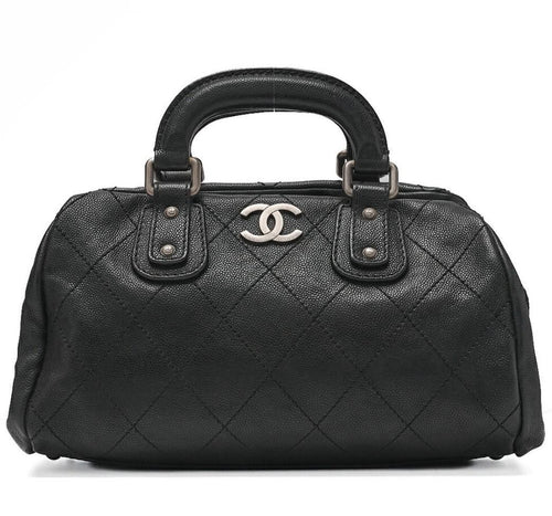 Sac Chanel Bowling noir cuir matelassé vintage authentique – Éternel Luxe