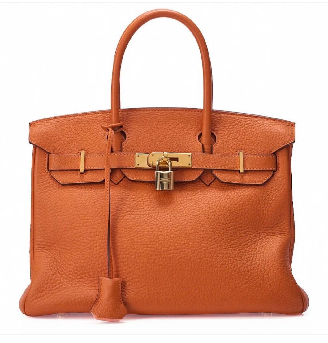 sac Hermès Kelly 35 orange cuir Togo occasion authentique  